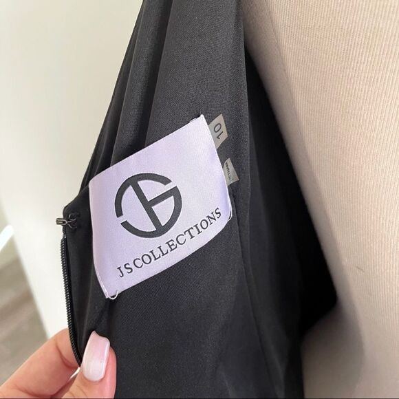 JS Collection Black Cap Sleeve Waist Black Dress - Picture 9 of 9